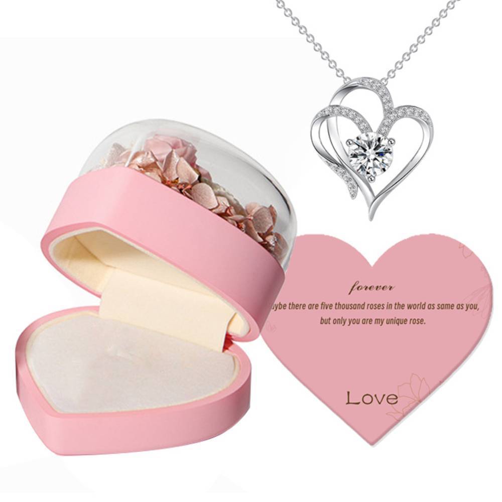 Caixa De Joias Rosa Coração Caixa De Presente Colar Caixa De Presente Presente De Dia Dos Namorados Para Ela - soufeelbr