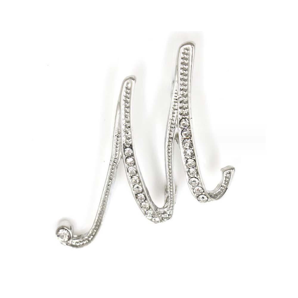 A-z 26 Letras Alfinetes Broches Prata/ouro Metal Broches Alfinetes-alfinete Inicial De Cristal Transparente - soufeelbr