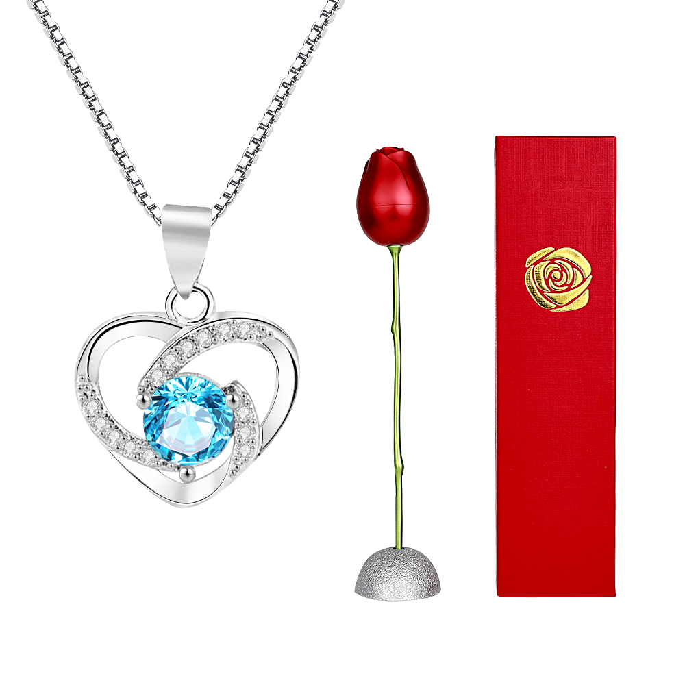 Caixa De Presente De Rosa Com Colar De Coração Em Forma De Rosa Colar Caixa De Presente Caixa De Presente De Joias Presentes Para Ela