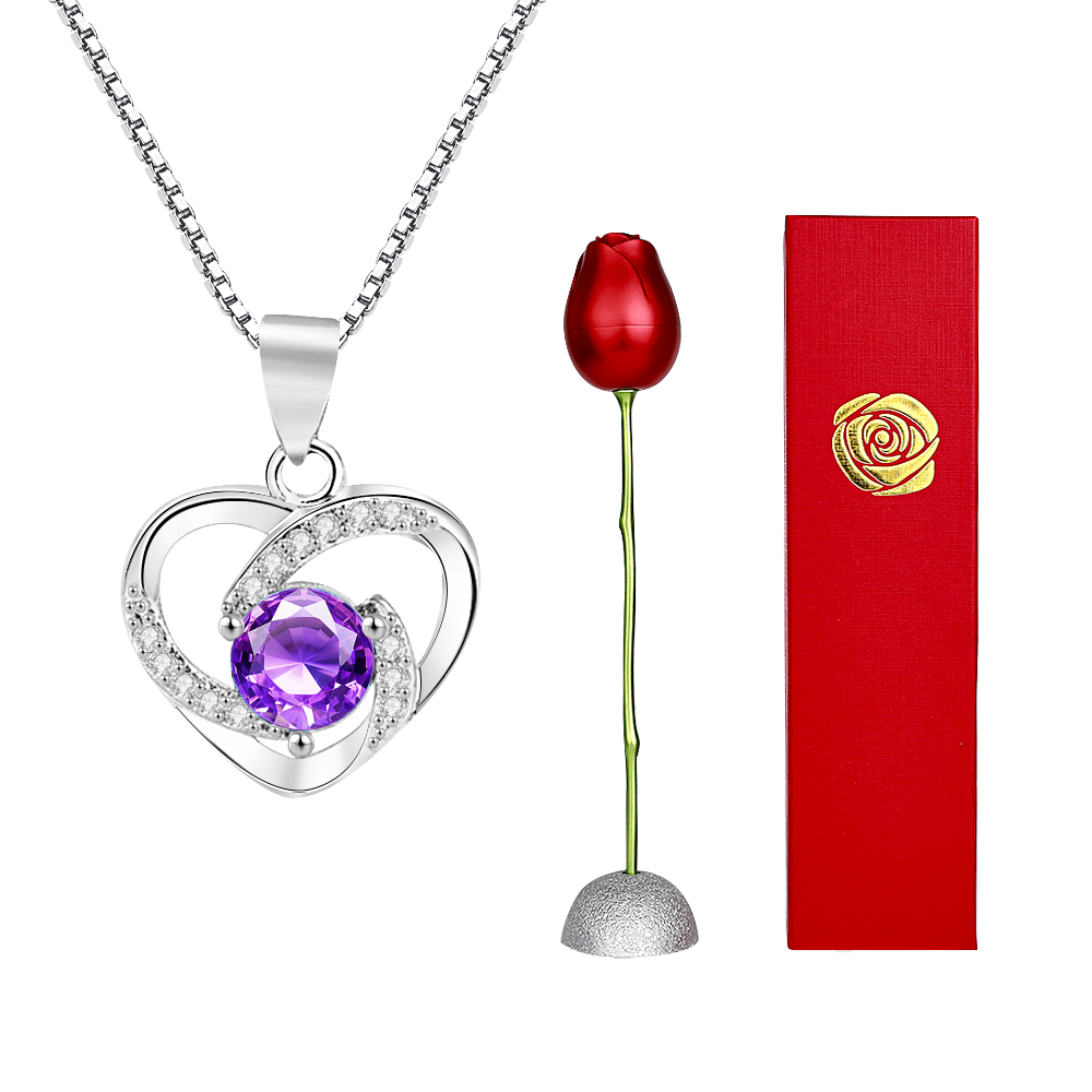 Caixa De Presente De Rosa Com Colar De Coração Em Forma De Rosa Colar Caixa De Presente Caixa De Presente De Joias Presentes Para Ela