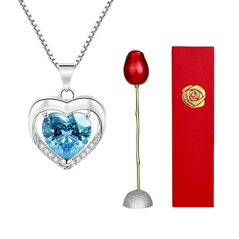 Caixa De Presente De Rosa Com Colar De Coração Em Forma De Rosa Colar Caixa De Presente Caixa De Presente De Joias Presentes Para Ela