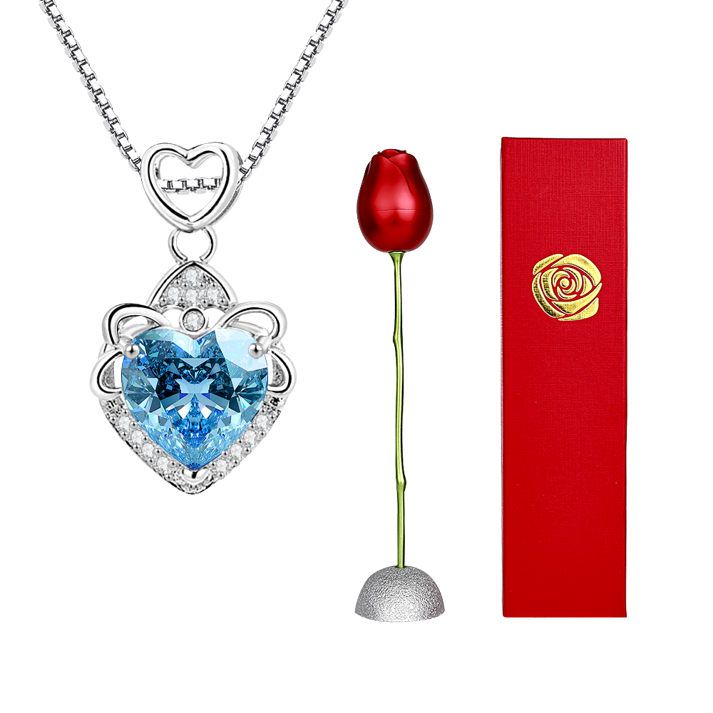 Caixa De Presente De Rosa Com Colar De Coração Em Forma De Rosa Colar Caixa De Presente Caixa De Presente De Joias Presentes Para Ela