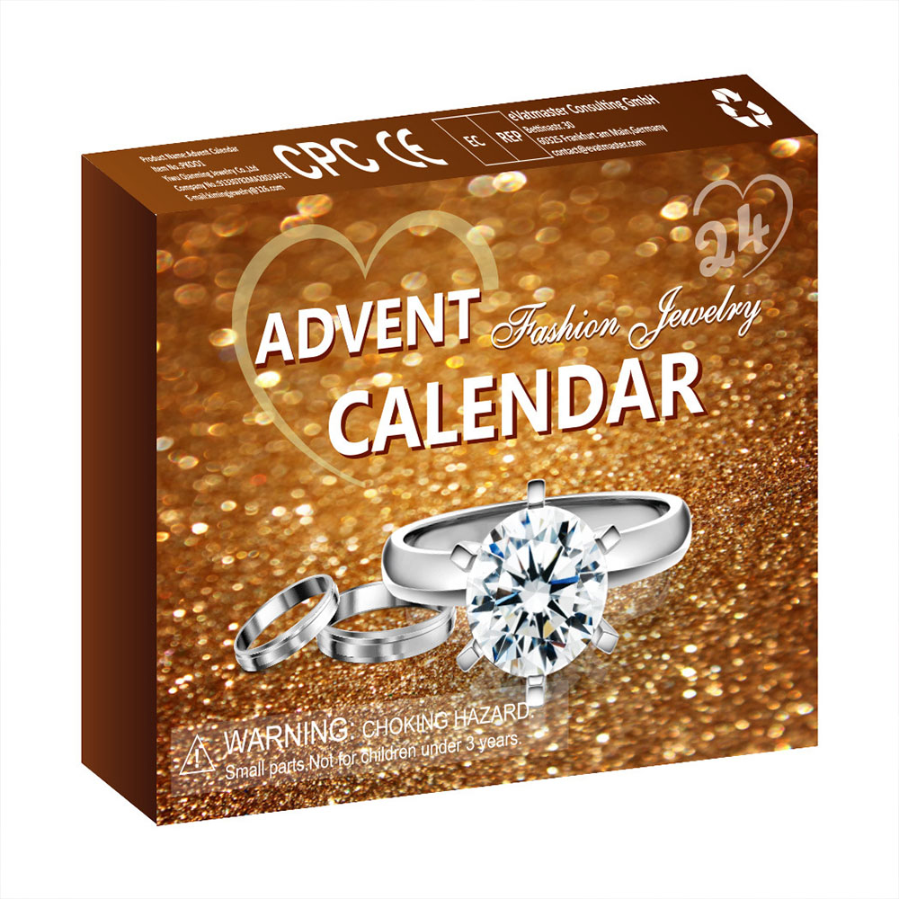 Conjunto De Joias Com Calendário Do Advento, Caixa De Natal, Anel, Colar, Brincos, Natal, Conjunto De 24 Peças - soufeelbr