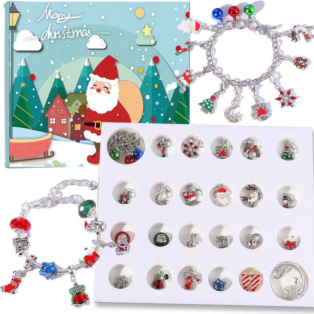 Diy Conjunto De Pulseira De Natal Advento Contagem Regressiva Caixa Cega Presente Pulseira Infantil - soufeelbr