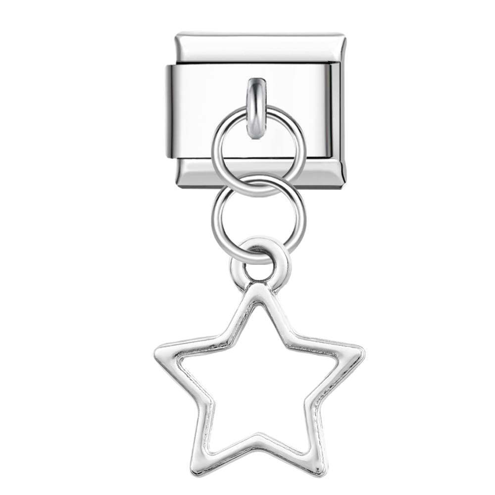 Charme Italiano De Pentagrama De Prata Para Pulseiras Italianas Composable Link - soufeelbr