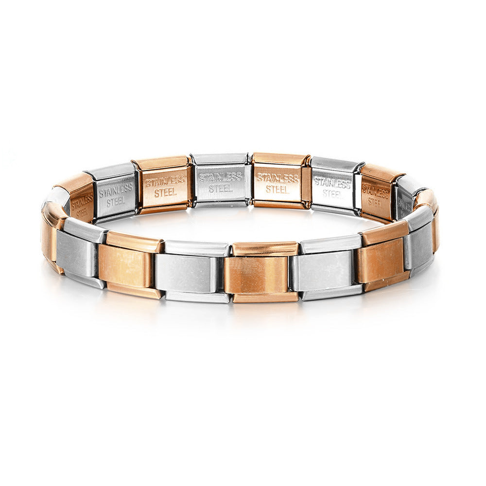 Pulseiras Italianas Vintage De Prata E Ouro Rosa Com Pingente Italiano Original - soufeelbr