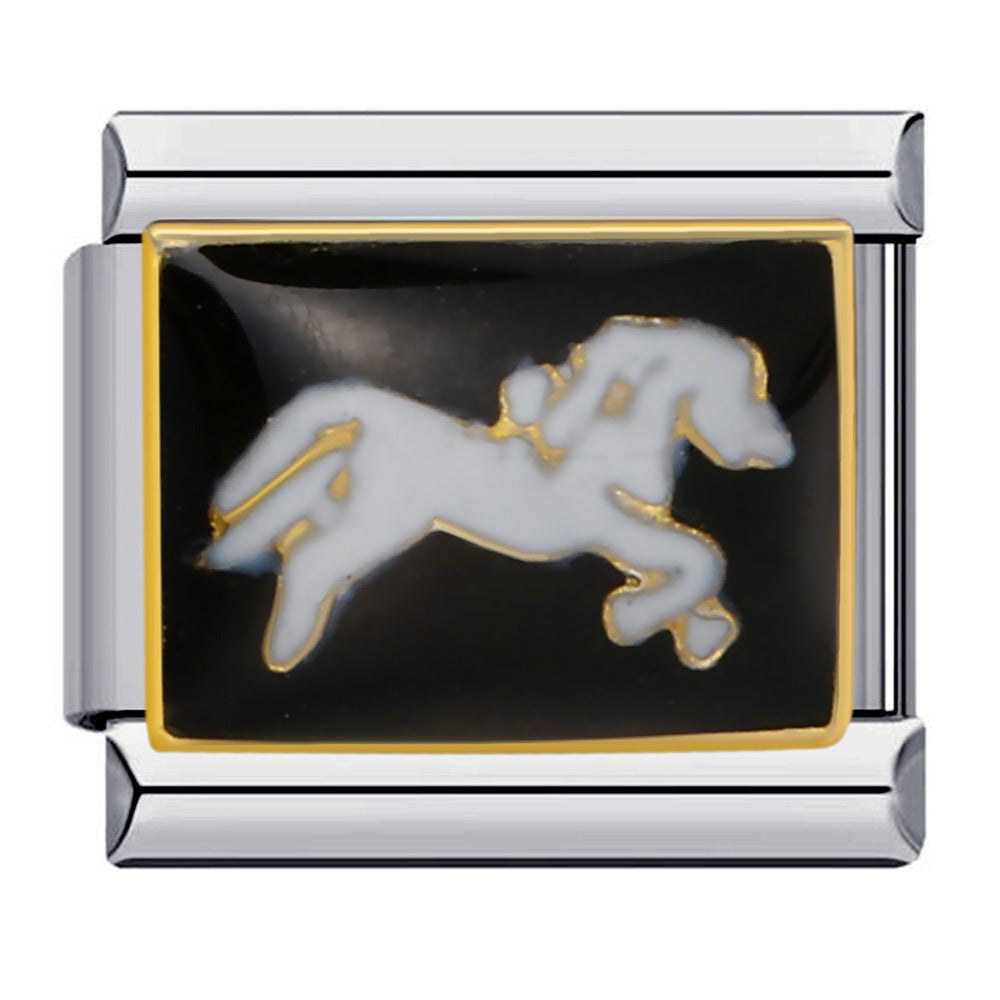 Charme Italiano Cavalo Branco Para Pulseiras Italianas Composable Link - soufeelbr