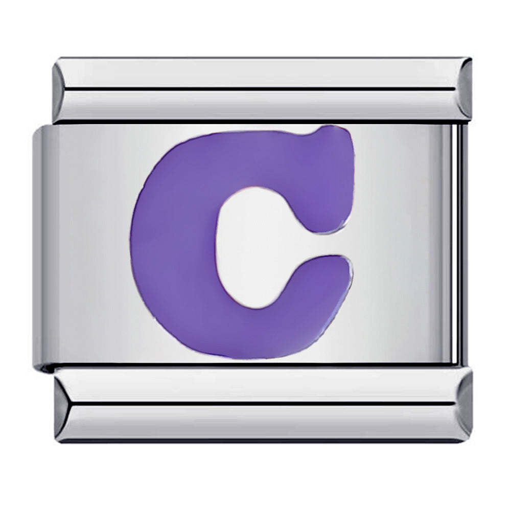 Charme Italiano Roxo Letra C Para Pulseiras Italianas Composable Link - soufeelbr