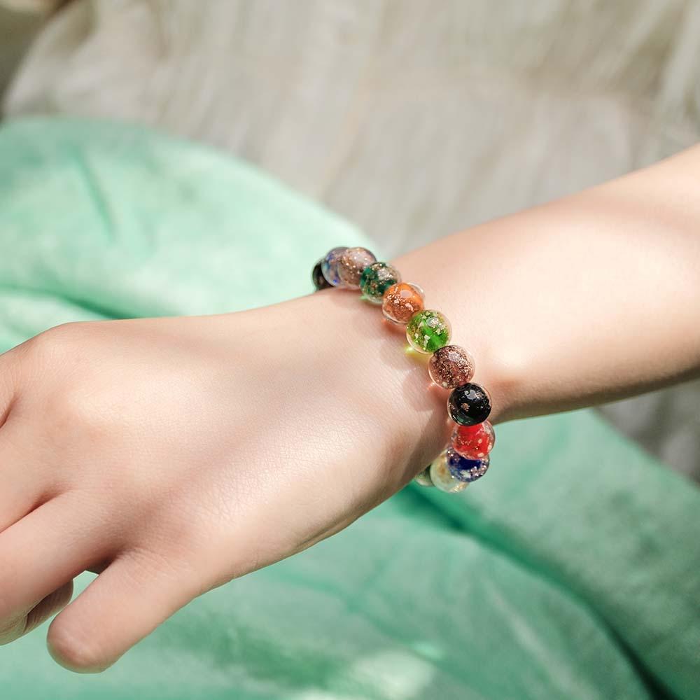 Pulseira Colorida De Contas Elásticas De Vidro Firefly Que Brilha No Escuro Pulseira Luminosa - soufeelbr