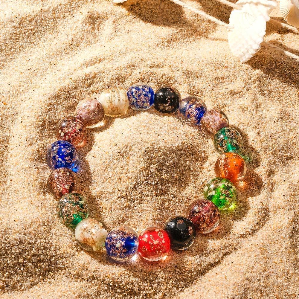 Pulseira Colorida De Contas Elásticas De Vidro Firefly Que Brilha No Escuro Pulseira Luminosa - soufeelbr