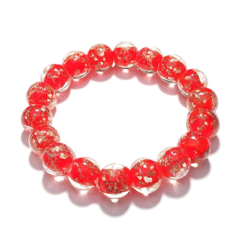 Pulseira De Contas Elásticas De Vidro Firefly Vermelho Que Brilha No Escuro Pulseira Luminosa - soufeelbr