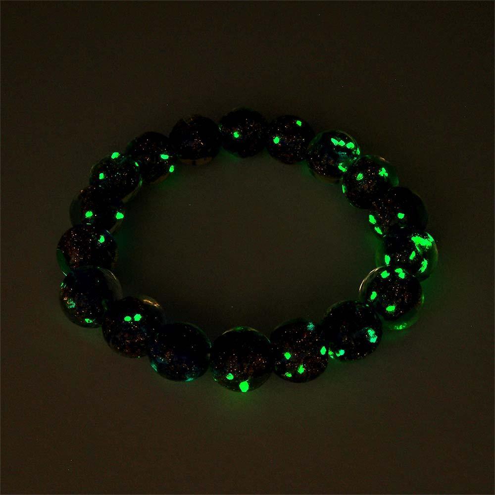 Pulseira De Contas Elásticas De Vidro Firefly Azul Escuro Que Brilha No Escuro Pulseira Luminosa - soufeelbr