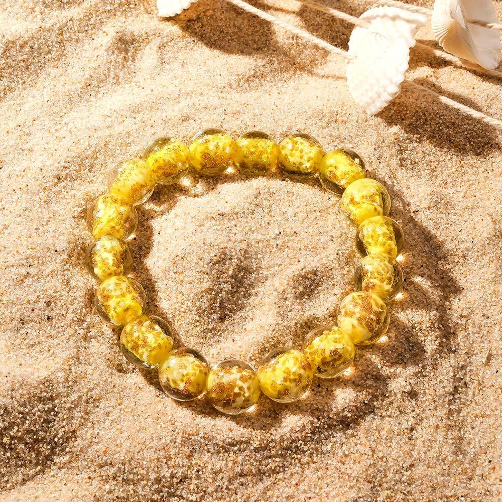 Pulseira De Contas Elásticas De Vidro Firefly Amarelo Que Brilha No Escuro Pulseira Luminosa - soufeelbr