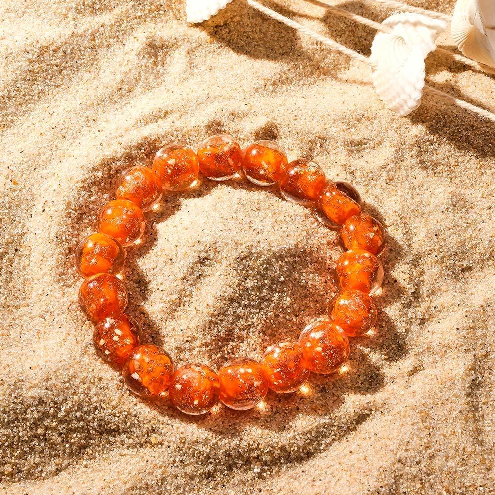 Pulseira De Contas Elásticas De Vidro Firefly Laranja Que Brilha No Escuro Pulseira Luminosa - soufeelbr