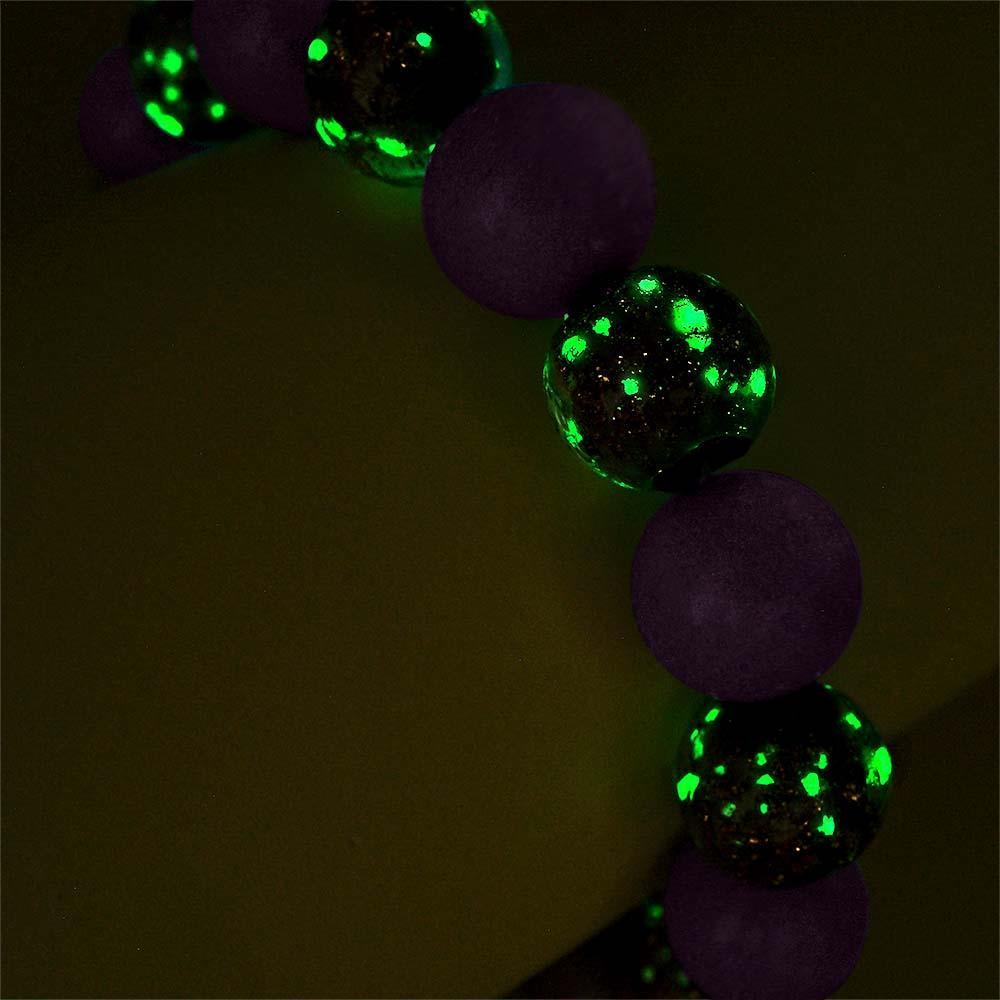 Pulseira De Contas Elásticas De Vidro Firefly Roxo Que Brilha No Escuro Pulseira Luminosa - soufeelbr