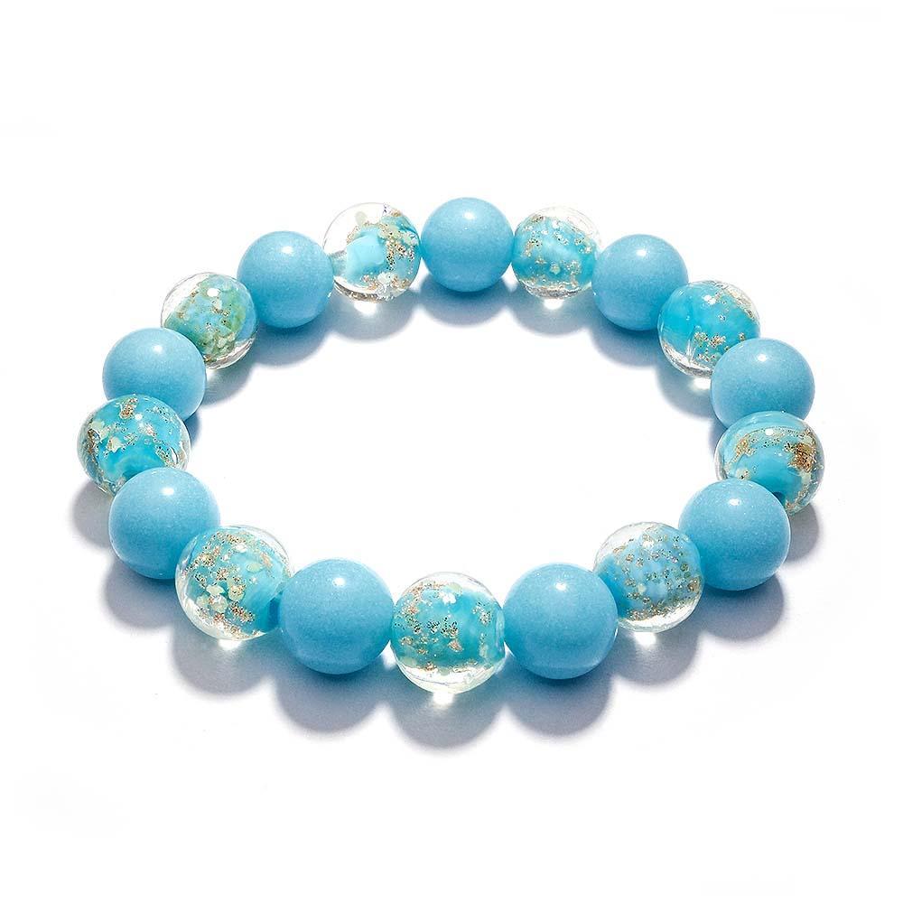 Pulseira De Contas Elásticas De Vidro Lake Blue Firefly Que Brilha No Escuro Pulseira Luminosa - soufeelbr