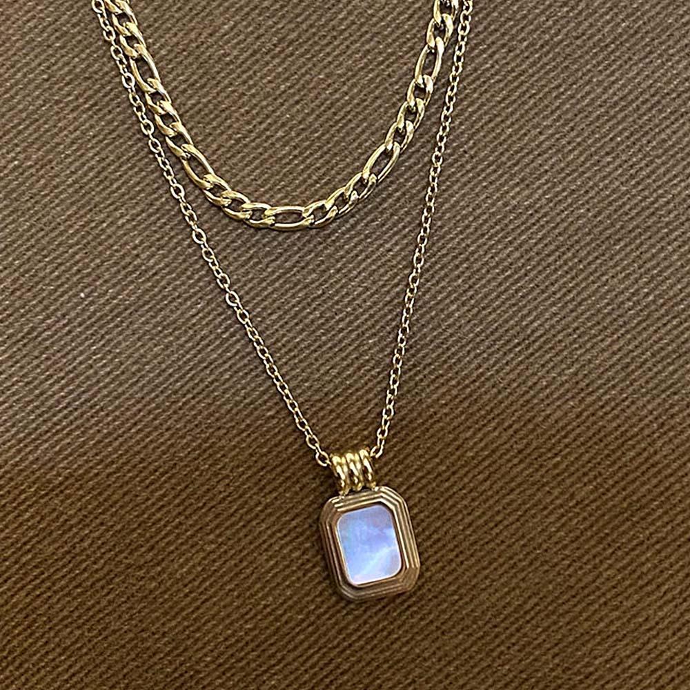 Conjunto De Colar De Dupla Camada De Ouro Vintage Preto/branco Colar Madrepérola - soufeelbr