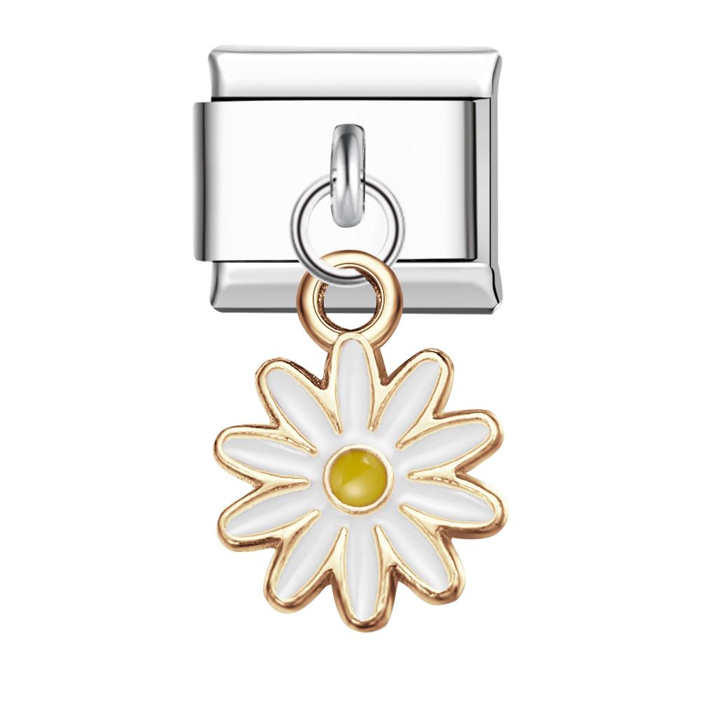 Charme Italiano Colorido De Dez Pétalas Flor-branco Para Pulseiras Italianas Composable Link - soufeelbr