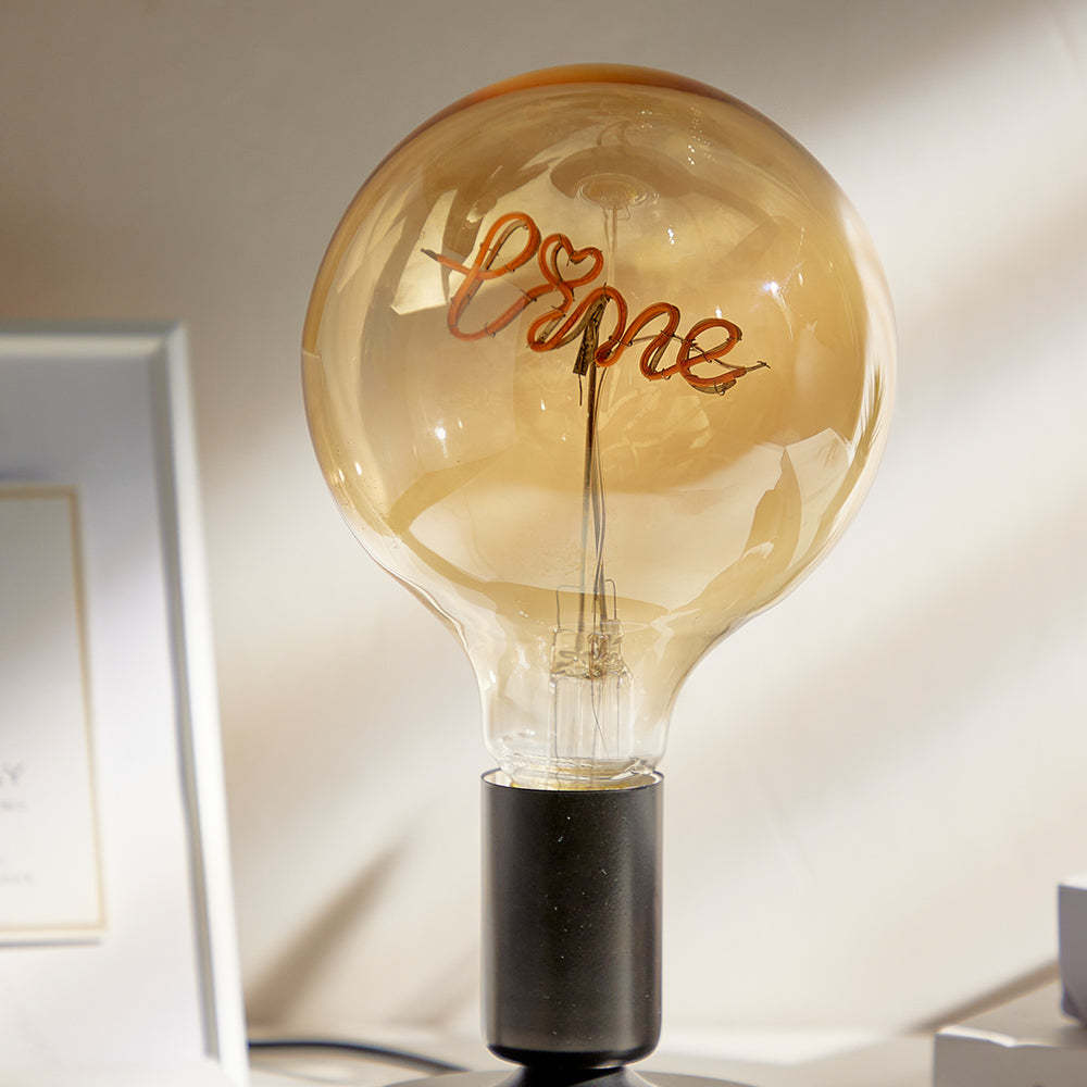 Texto Personalizado Vintage Edison Led Filamento Modelagem Lâmpada Lâmpadas Macias Decorativas Luz Amarela Quente Led - soufeelbr