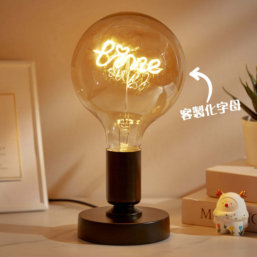 Texto Personalizado Vintage Edison Led Filamento Modelagem Lâmpada Lâmpadas Macias Decorativas Luz Amarela Quente Led - soufeelbr