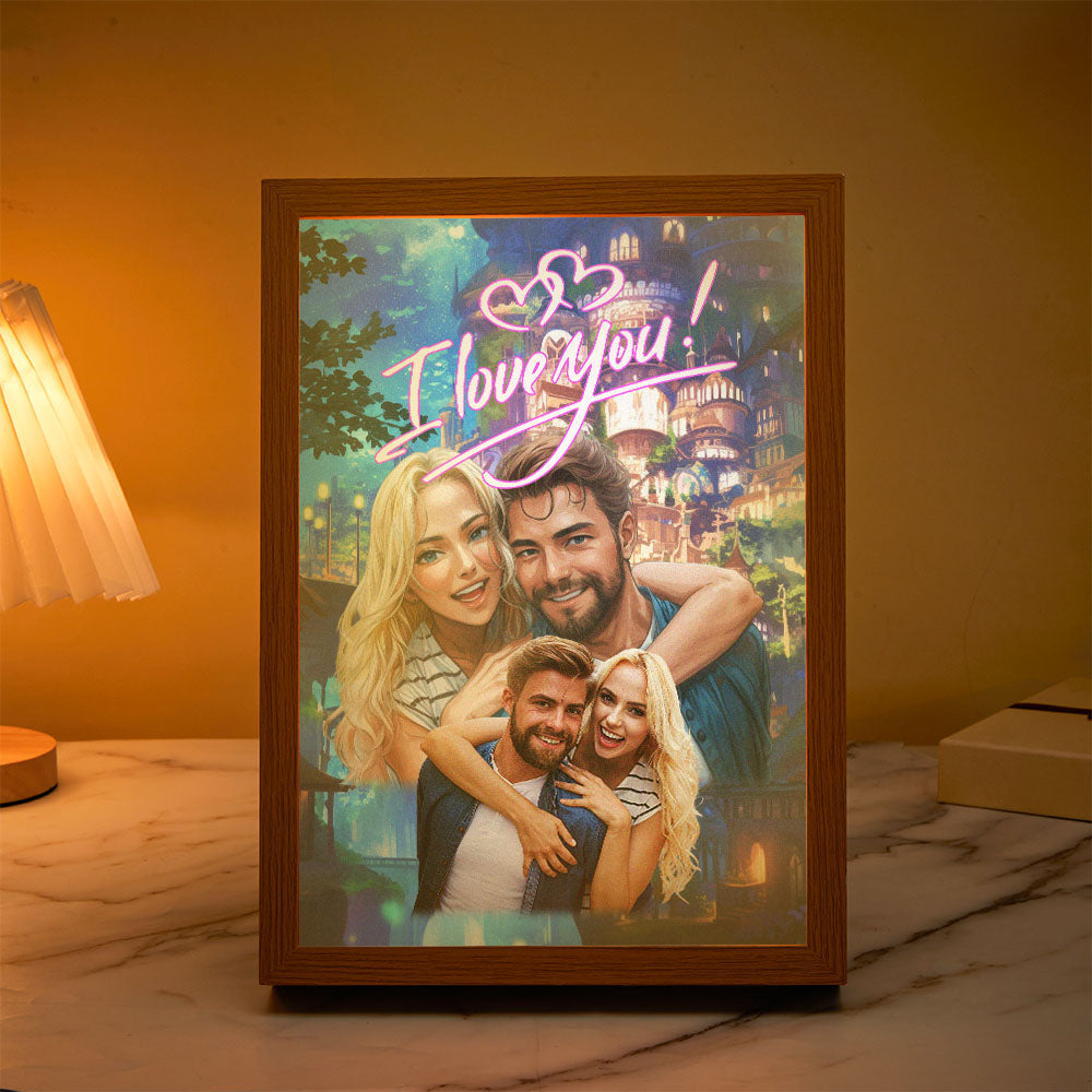 Lâmpadas Emolduradas Com Arte Personalizável Para Casais, Luz Milagrosa Personalizada, Retratos De Casal, Melhor Presente De Aniversário - soufeelbr