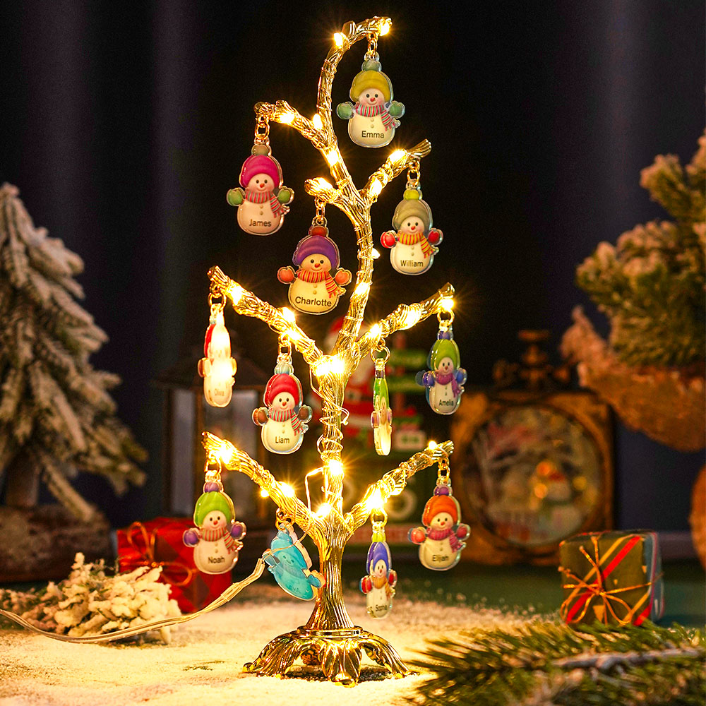 Nome De Natal Personalizado Luz Noturna Boneco De Neve Árvore Luz Quarto Luz Noturna Presentes De Natal - soufeelbr