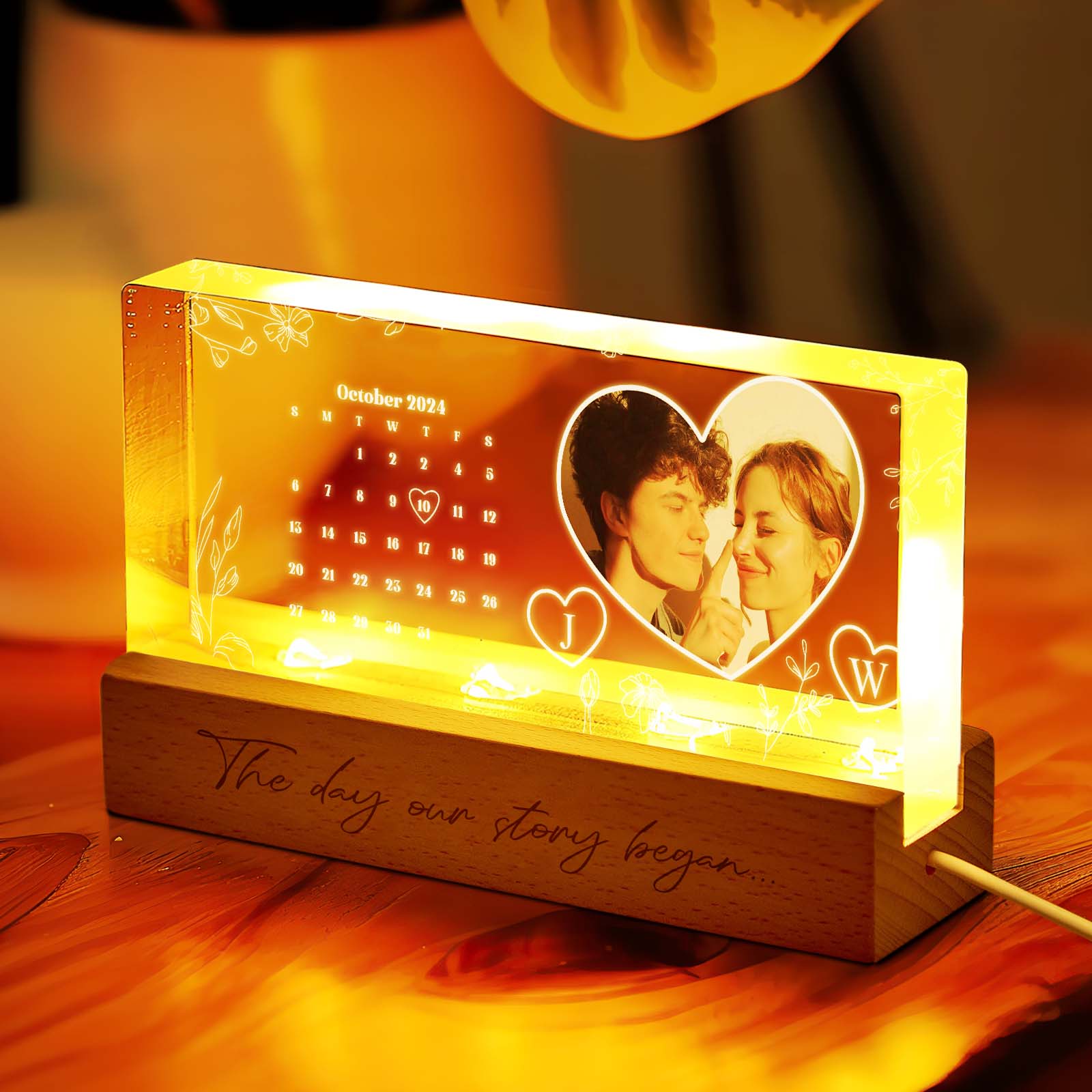 Luz Noturna Com Calendário Personalizado, Presente Com Luz Fotográfica Personalizada Para O Amante - soufeelbr