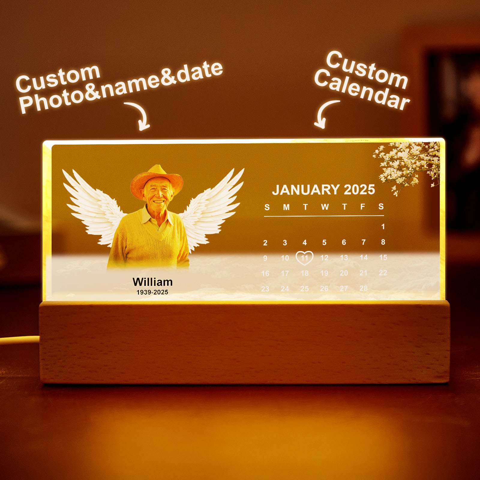 Lembrança Querida De Um Ente Querido Foto Personalizada Luz Noturna Led Um Presente Sincero - soufeelbr