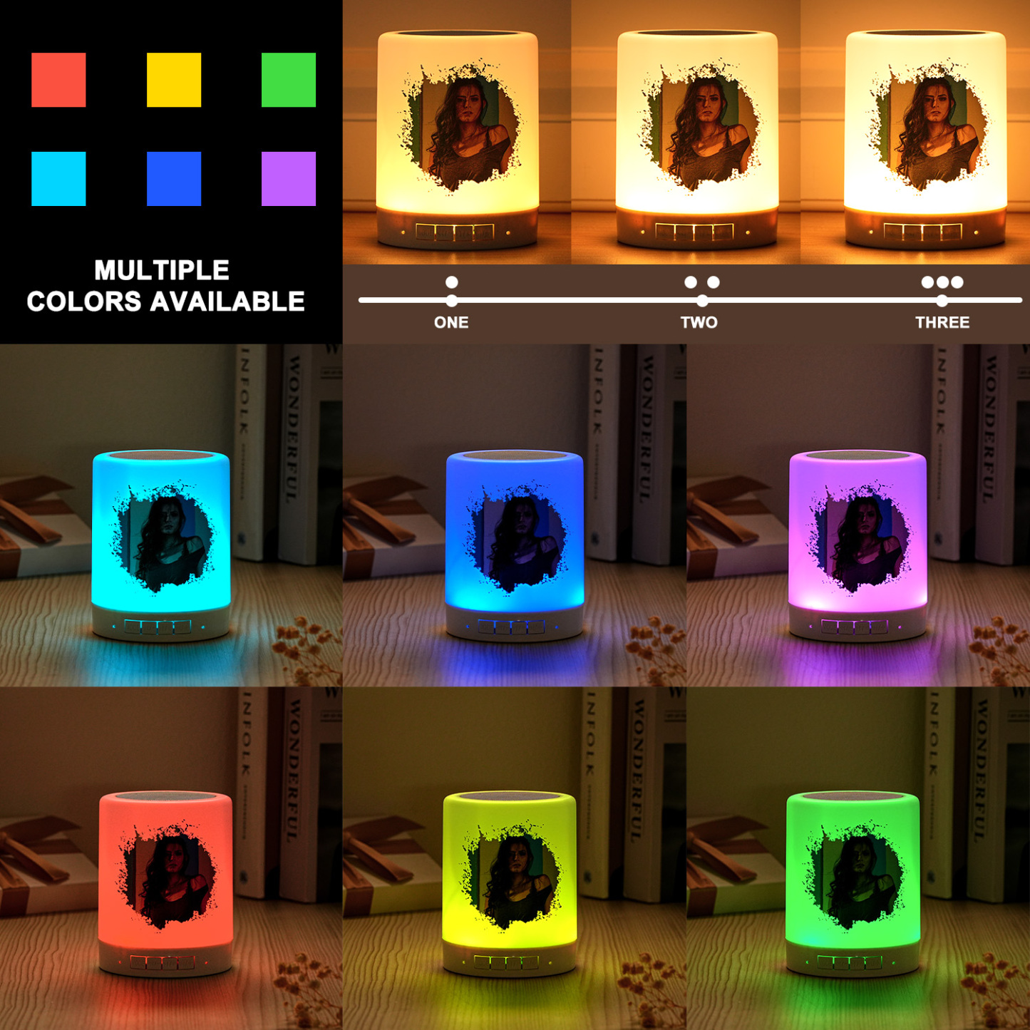 Alto-falante Bluetooth Personalizado Com Luz Noturna, Foto E Texto Personalizados, Os Melhores Presentes Para Ela - soufeelbr