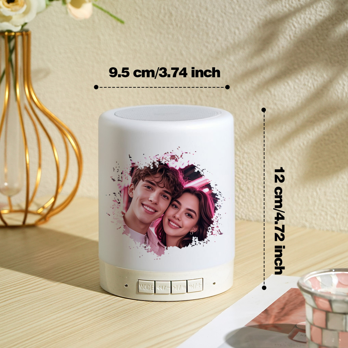 Alto-falante Bluetooth Personalizado Com Luz Noturna, Foto E Texto Personalizados, Os Melhores Presentes Para Ela - soufeelbr