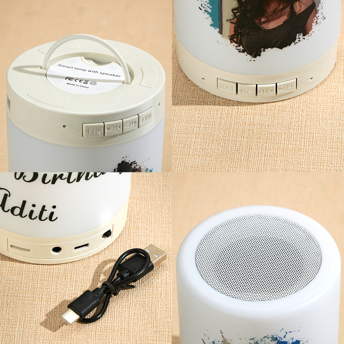 Alto-falante Bluetooth Personalizado Com Luz Noturna, Foto E Texto Personalizados, Os Melhores Presentes Para Ela - soufeelbr