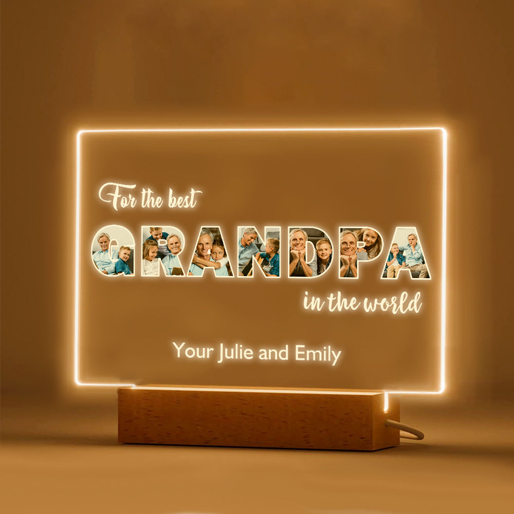 Luz Noturna Personalizada, Lâmpada Acrílica Com Foto Personalizada, Presentes Para O Dia Dos Pais Para O Vovô - soufeelbr