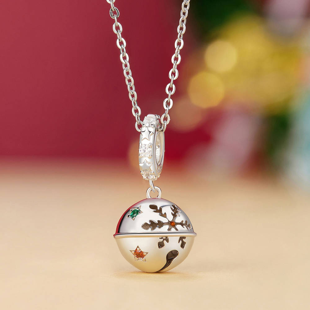 Pingente De Sino De Natal Pendente Charme Prata Presentes De Natal - soufeelbr