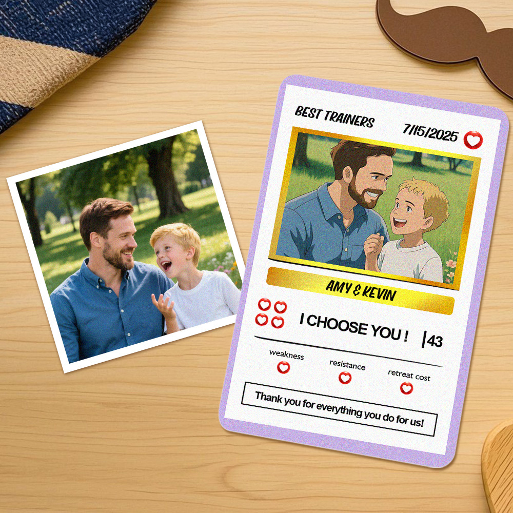 Cartão Pokémon Personalizado Com Foto E Texto Para Presente De Dia Dos Pais - soufeelbr