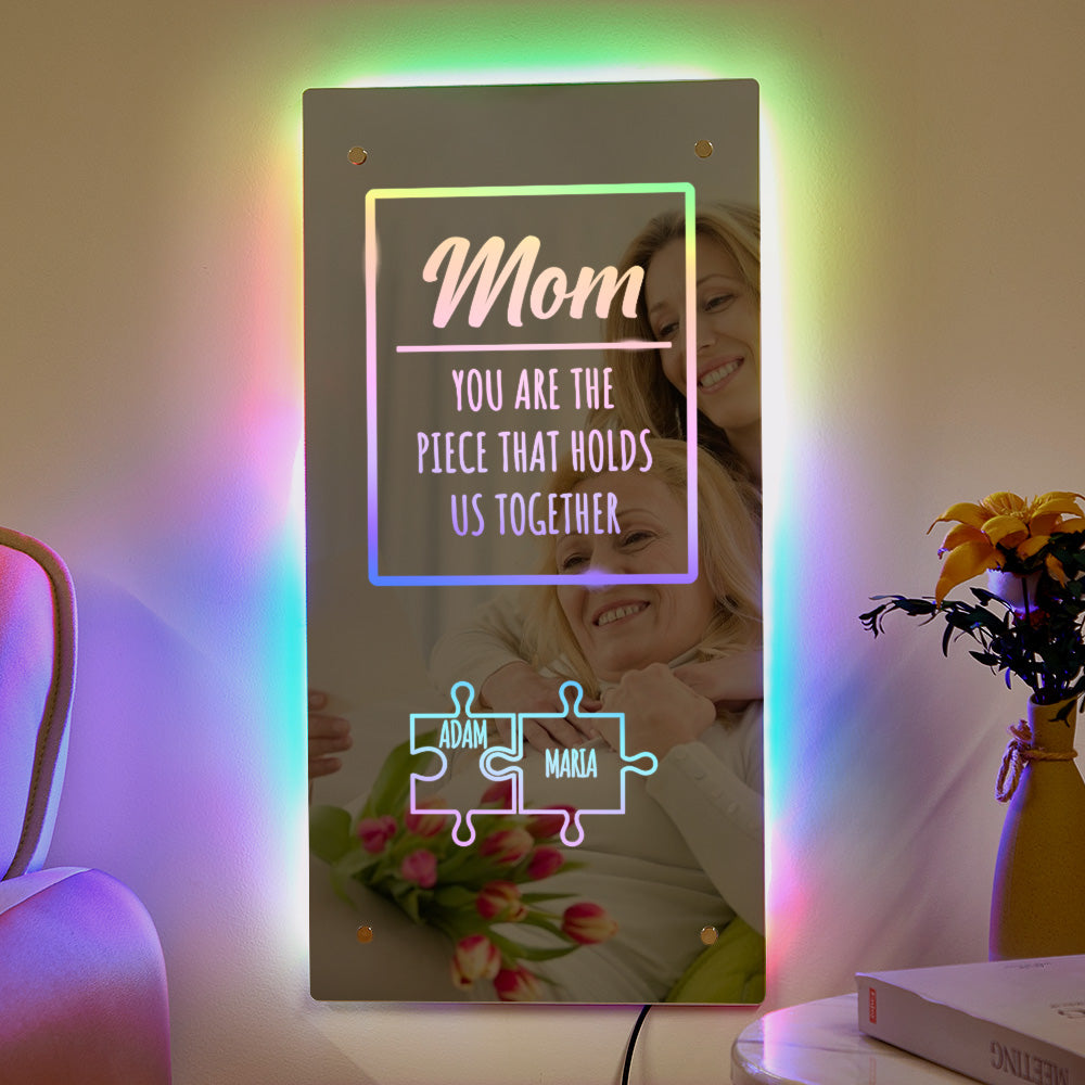 Nome Personalizado Espelho Luz Mãe Quebra-cabeça Família Presente - soufeelbr