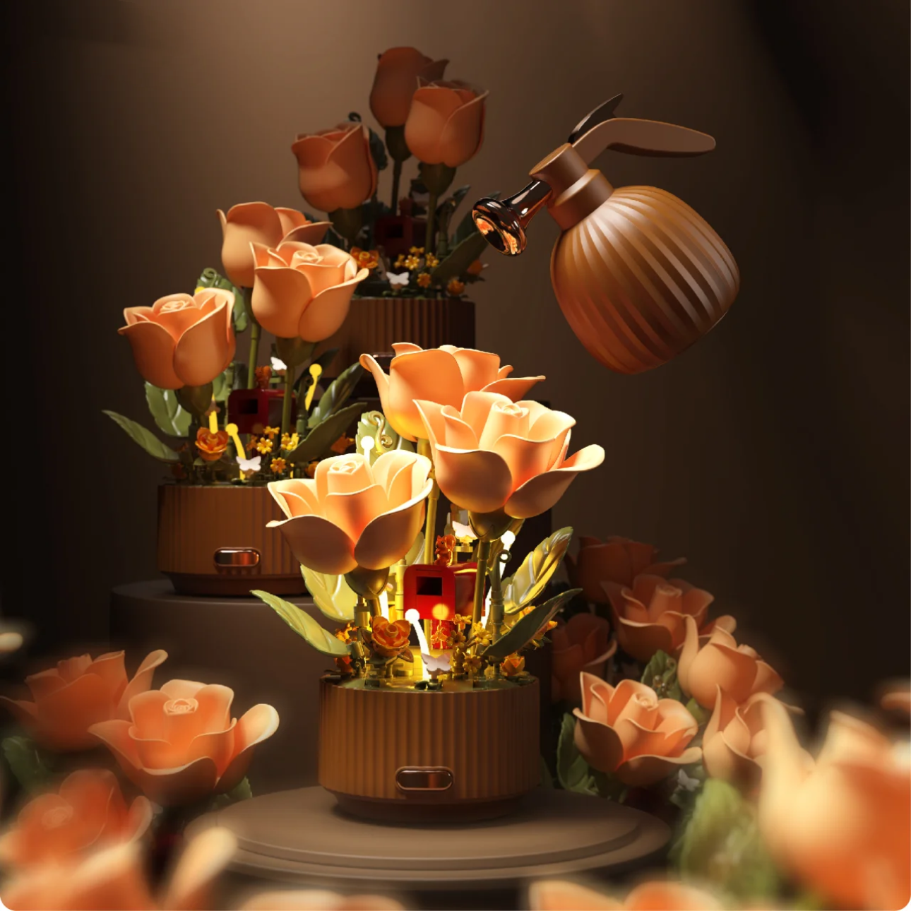Blocos De Montar Interativos E Dinâmicos Em Formato De Flor Com Pulverizador, Controle Remoto E Luz Noturna - Presente Perfeito Para Ela. - soufeelbr