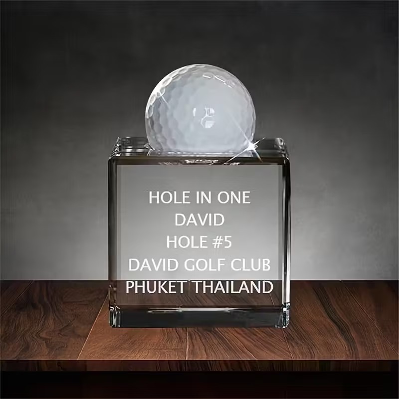 Exibição Personalizada De Bola De Golfe Com Buraco Em Um Cristal, Troféu De Golfe Com Nome Personalizado E Lembrança Para Conquista De Buraco Em Um - soufeelbr