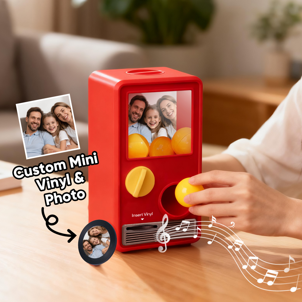 Máquina Gachapon De Música E Foto Personalizada, Caixa De Discos De Vinil Em Miniatura, Presente Retrô Para A Família - soufeelbr