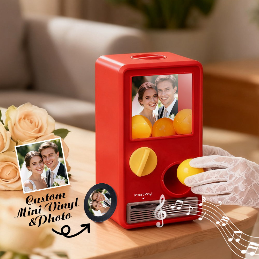 Máquina Gachapon De Música E Foto Personalizada, Caixa De Discos De Vinil Em Miniatura, Presente Retrô Para Casamento - soufeelbr