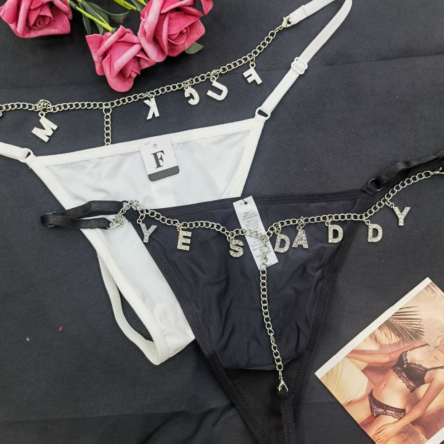 Tanga De Letra De Strass Personalizada Com Corrente Personalizada Tanga Sexy - soufeelbr