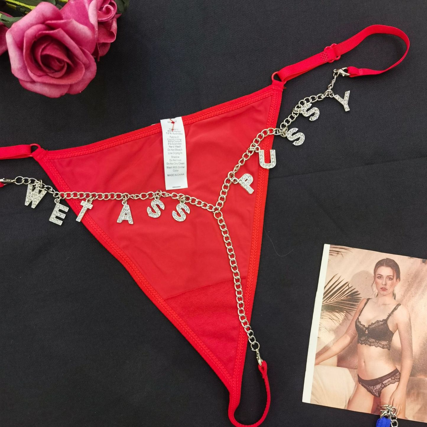 Tanga De Letra De Strass Personalizada Com Corrente Personalizada Tanga Sexy - soufeelbr