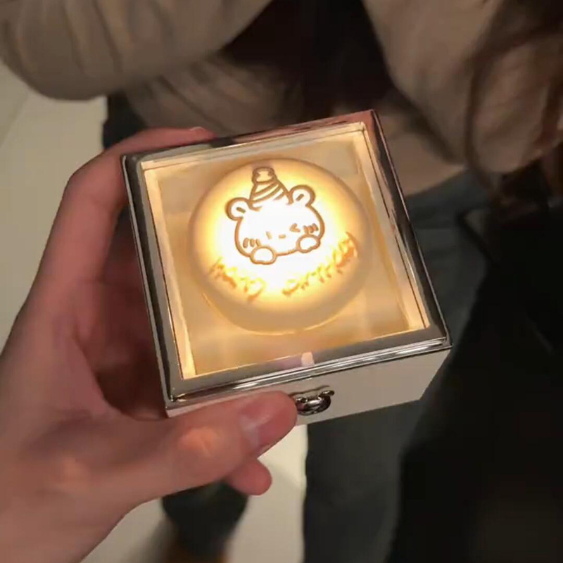 Caixa De Anel De Bolo De Urso Mágico Presente Surpresa Presente De Aniversário Com Anel De Promessa Ajustável Aberto Presente Para Amante Para Ela - soufeelbr
