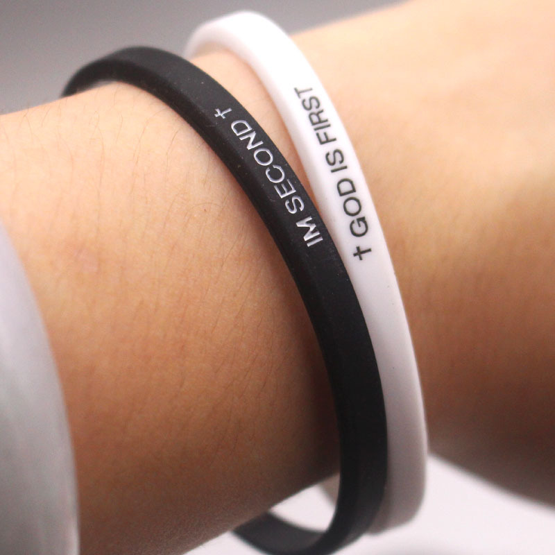 Conjunto De Pulseiras 'deus Em Primeiro Lugar' - Pulseiras De Borracha Com Mensagem De Fé - Pulseiras Cristãs Inspiradoras Para Esportes - soufeelbr