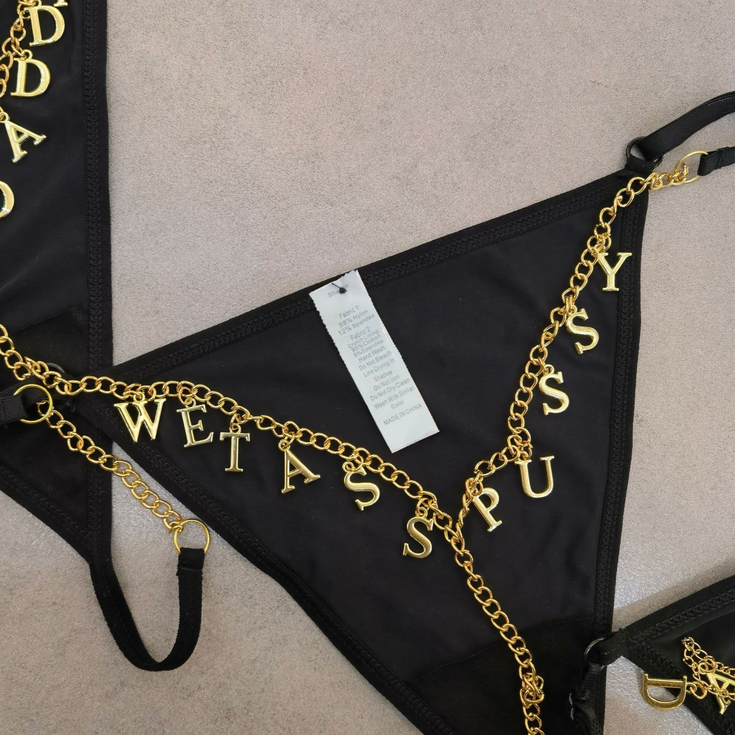 Tanga De Letra De Strass Personalizada Com Corrente Personalizada Tanga Sexy - soufeelbr
