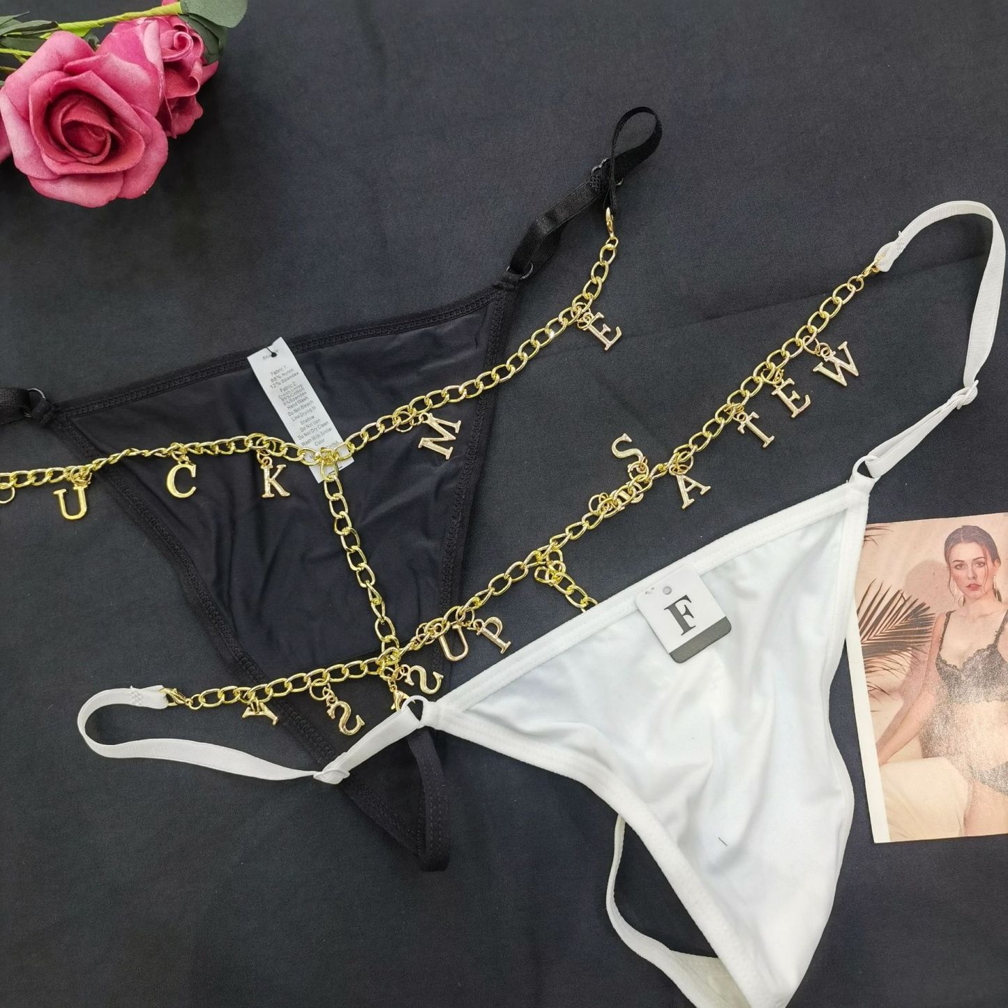Tanga De Letra De Strass Personalizada Com Corrente Personalizada Tanga Sexy - soufeelbr