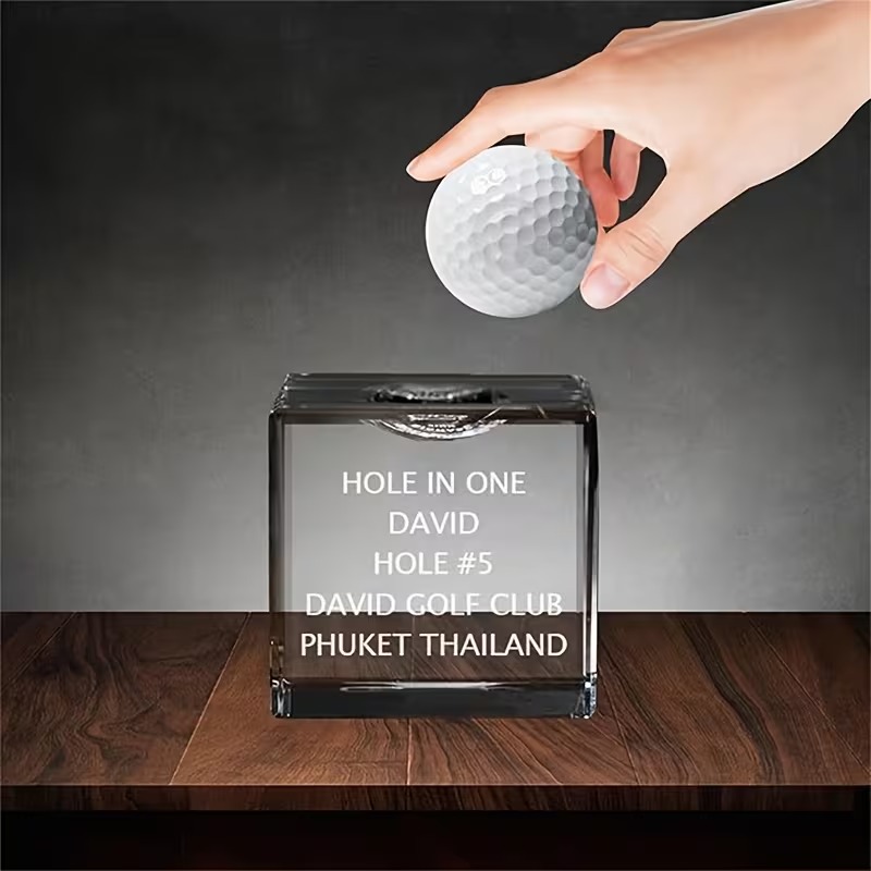 Exibição Personalizada De Bola De Golfe Com Buraco Em Um Cristal, Troféu De Golfe Com Nome Personalizado E Lembrança Para Conquista De Buraco Em Um - soufeelbr
