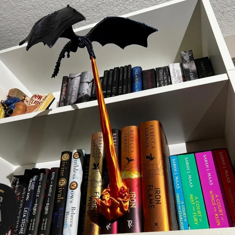 Dragon Flame Book Nook – Inserção De Estante De Dragão De Fantasia, Decoração De Estante De Livro Fiery Para Amantes De Livros, Biblioteca Doméstica E Decoração De Escritório - soufeelbr