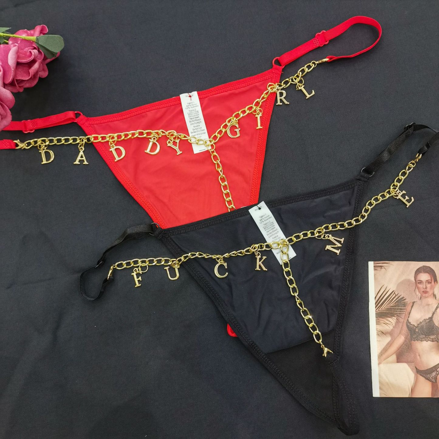 Tanga De Letra De Strass Personalizada Com Corrente Personalizada Tanga Sexy - soufeelbr