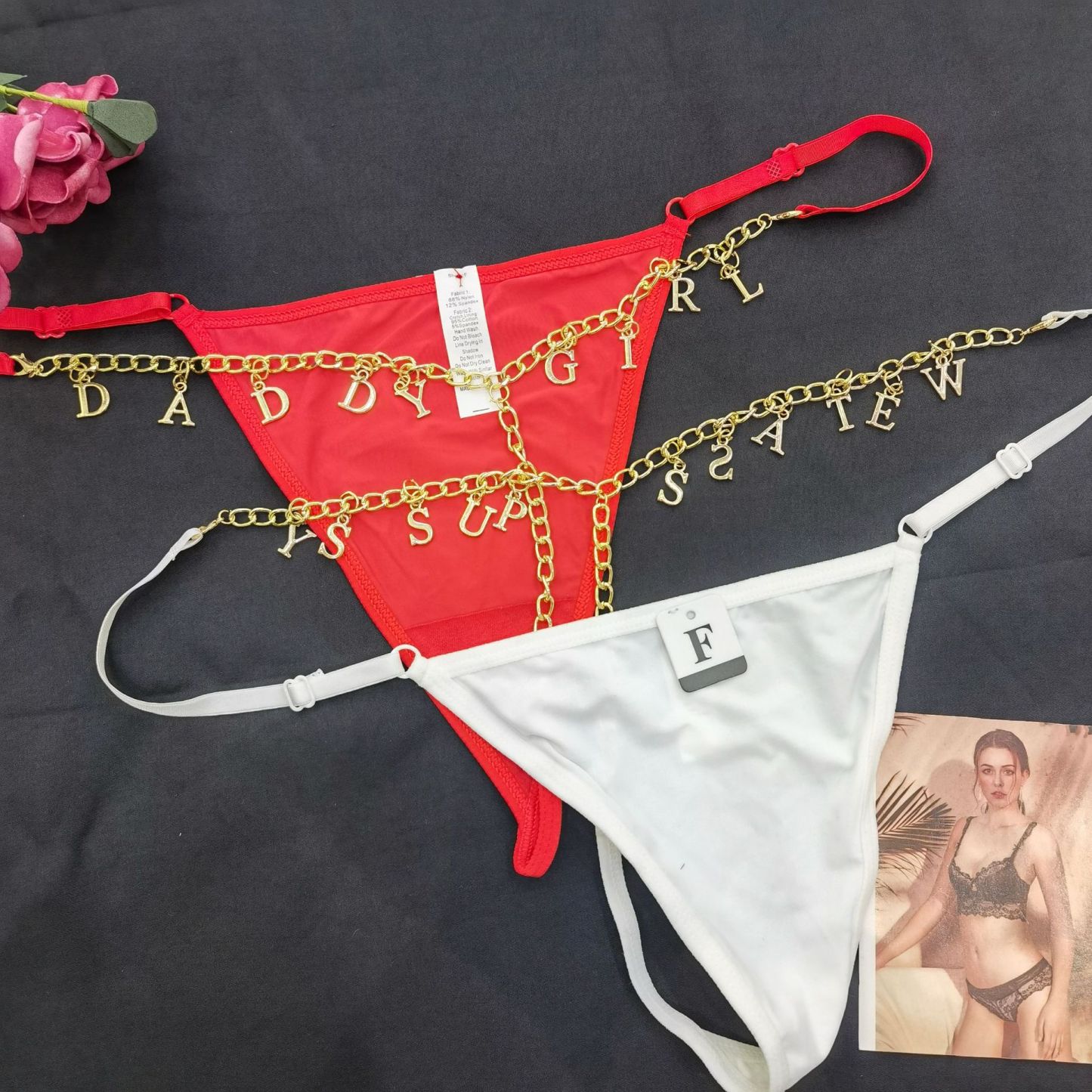 Tanga De Letra De Strass Personalizada Com Corrente Personalizada Tanga Sexy - soufeelbr