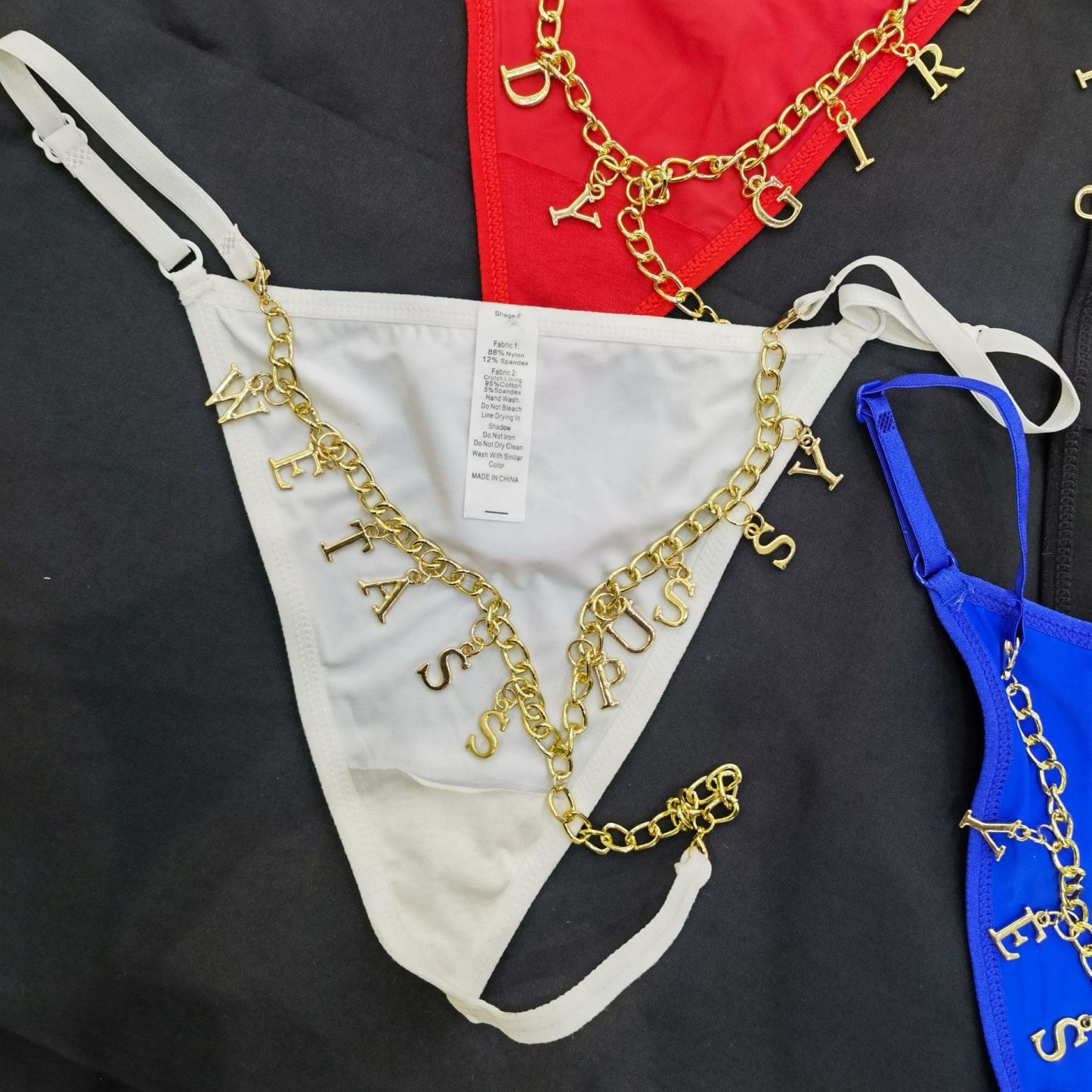 Tanga De Letra De Strass Personalizada Com Corrente Personalizada Tanga Sexy - soufeelbr